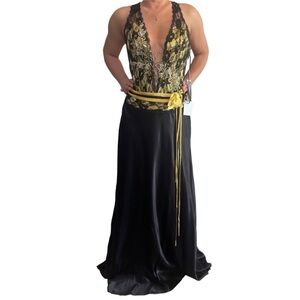 Jovani Halter Gown Black/Yellow